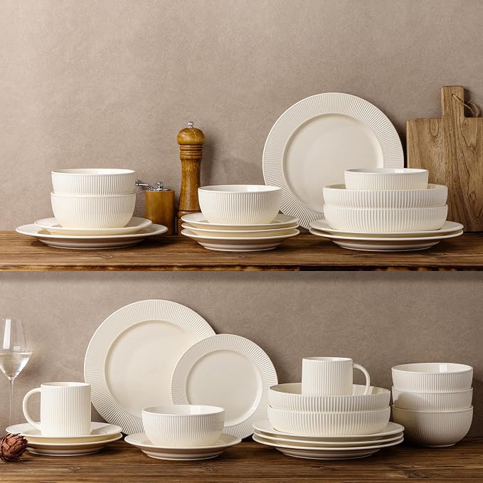 Ceramic Dinnerware Set for 6, 18-Piece Plates and Bowls Set | Lightweight - Image 8
