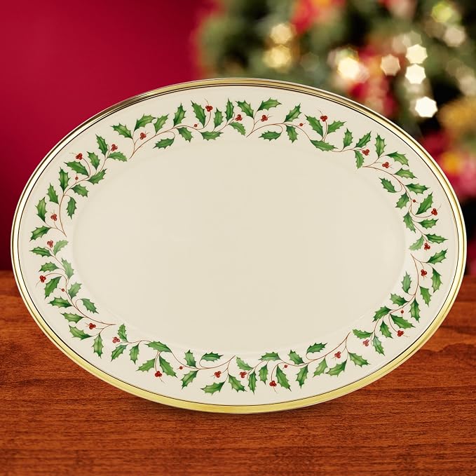 Lenox Holiday Oval 13-Inch Porcelain Christmas Serving Platter | dishwasher - Image 4