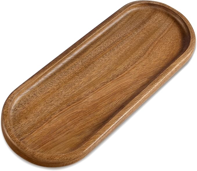 Small Acacia Wood Serving Tray, Wooden Decorative Tray by TJPOP