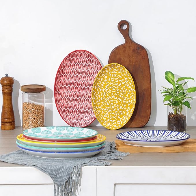 Selamica Ceramic Serving Plates, 10 Inch Oval Dinner Plates Set of 4, Small - Image 5
