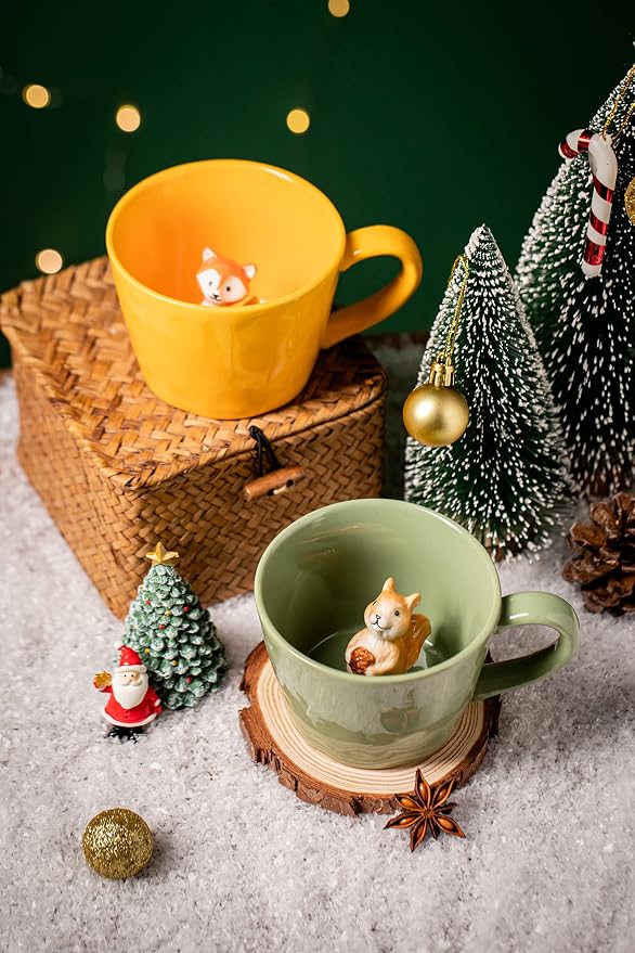 DIHOclub Squirrel Ceramic Cup Hidden 3D Animal Inside Mug, Cute Cartoon - Image 7