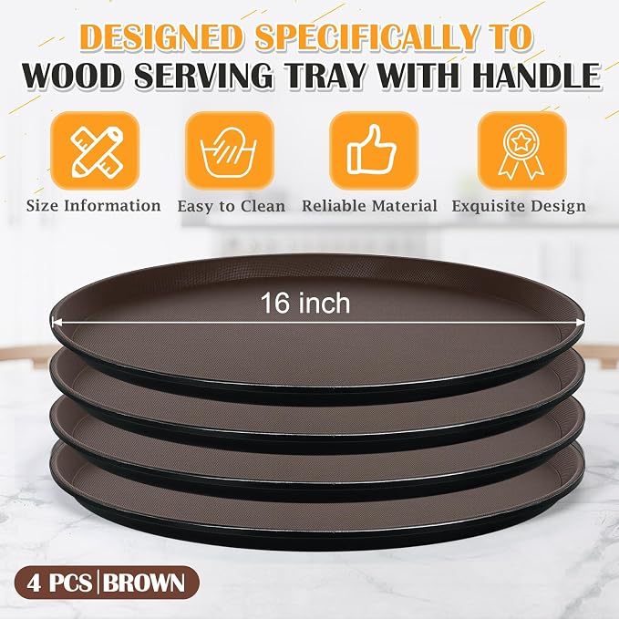 4 Pcs 16 Inch Restaurant Serving Trays, Large Food Crawfish Server Tray - Image 2