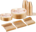 WELLIFE Gold Glitter Disposable Plates, Dinnerware Set by WELLIFE