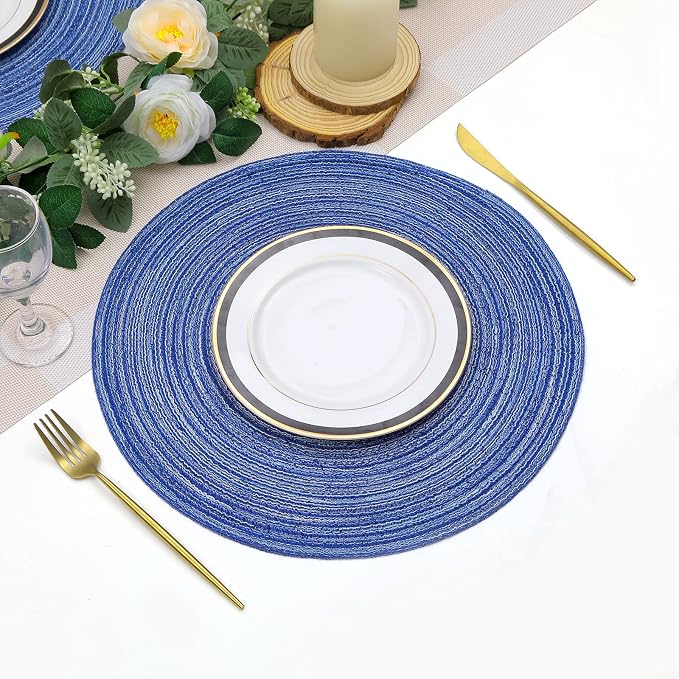 SHACOS Round Braided Placemats Set of 8 Round Table Mats - Image 5