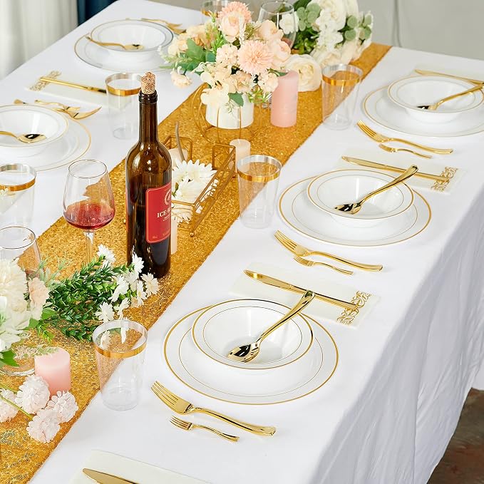50PCS Plastic Bowls with Gold Rim 12oz Disposable Soup Bowls | Plastic Bowls - Image 7