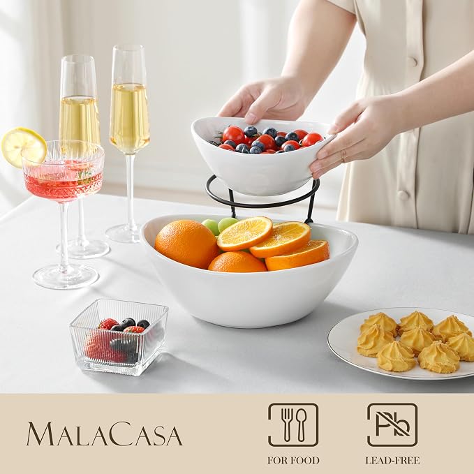 MALACASA 2 Tier Chip and Dip Serving Set - Image 3