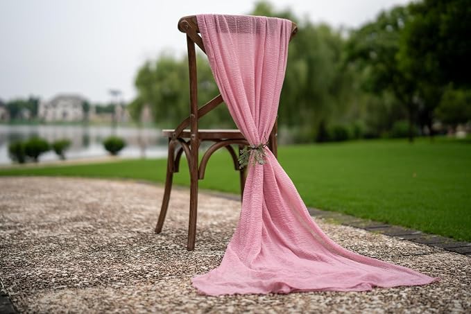 Dusty Rose Cheesecloth Table Runner 120 Inches - Image 6