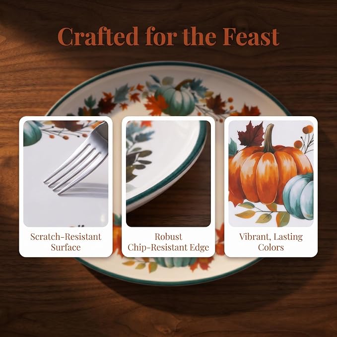 Fall Pumpkin Melamine Oval Serving Platters, 2 Pack 14" Party Trays | - Image 3