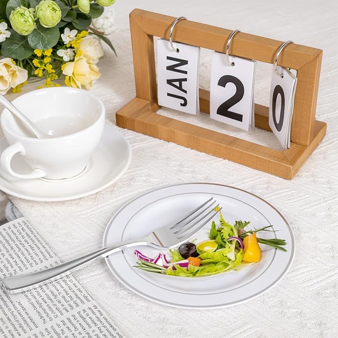 bUCLA 200PCS Silver Plastic Plates - Image 7
