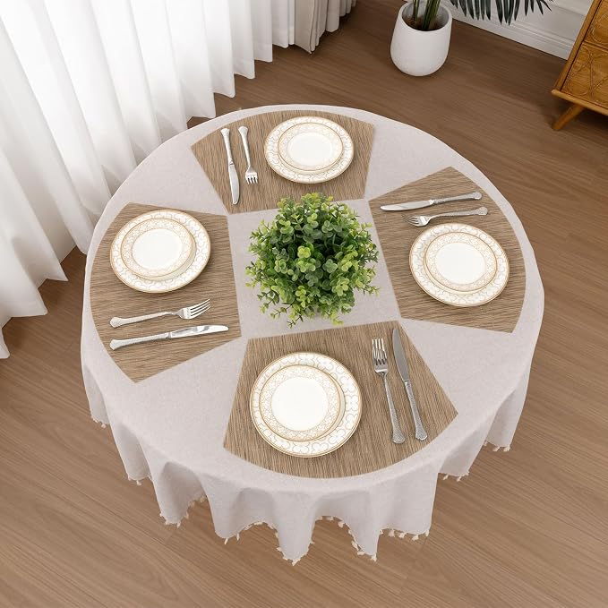 SHACOS Round Table Placemats Wedge Placemats Set of 8 Woven Vinyl Curved Table - Image 3