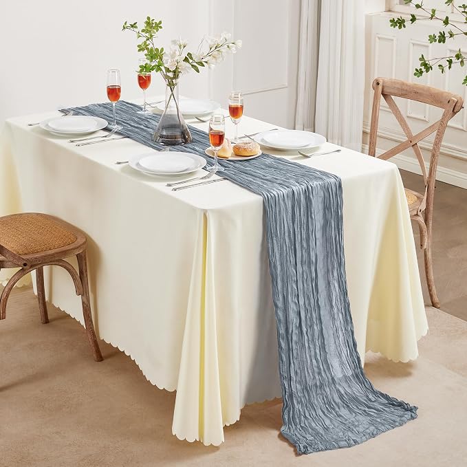 AGIRL 6 Pack Dusty Blue Cheesecloth Table Runner 10FT Boho Home Decor | Rustic - Image 8