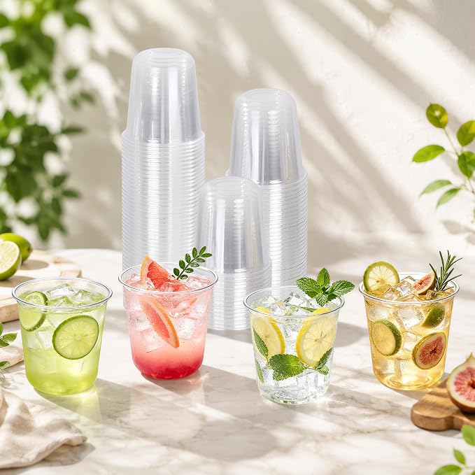 KesaPlan 150 Pcs 12oz Plastic Clear Cups, Disposable Wine Cocktail Glasses | - Image 2