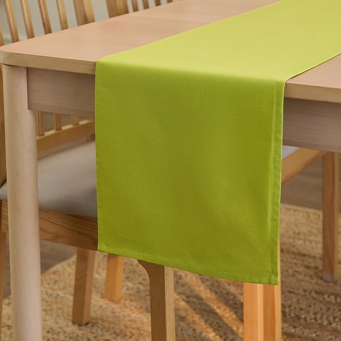 Encasa XO Table Runner, Cotton Canvas Dining Runner 13"x72" | Lime Green by EncasaXO