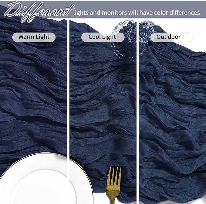25 Pack Navy Blue Cheesecloth Table Runner 17 x 108 Inch Gauze TableRunner - Image 4
