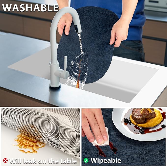 Placemats Set of 8-17" x 11.8" Waterproof & Heat Resistant Oval Place Mats - Image 4