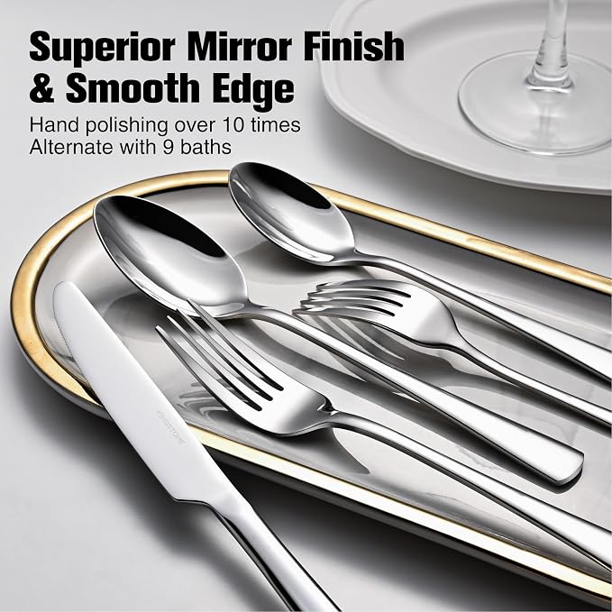 18/10 Stainless Steel Flatware, 20-Piece Forged Silverware Set - Image 4