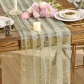 Artoid Mode 3PCS Sage Green Gold Gauze Table Runner 120 Inch 10FT, Glitter by ArtoidMode