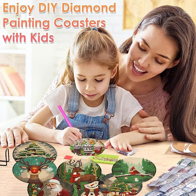 ijbnhd Christmas Diamond Art Coasters Kit, 4X4inch | Christmas Diamond Painting - Image 5