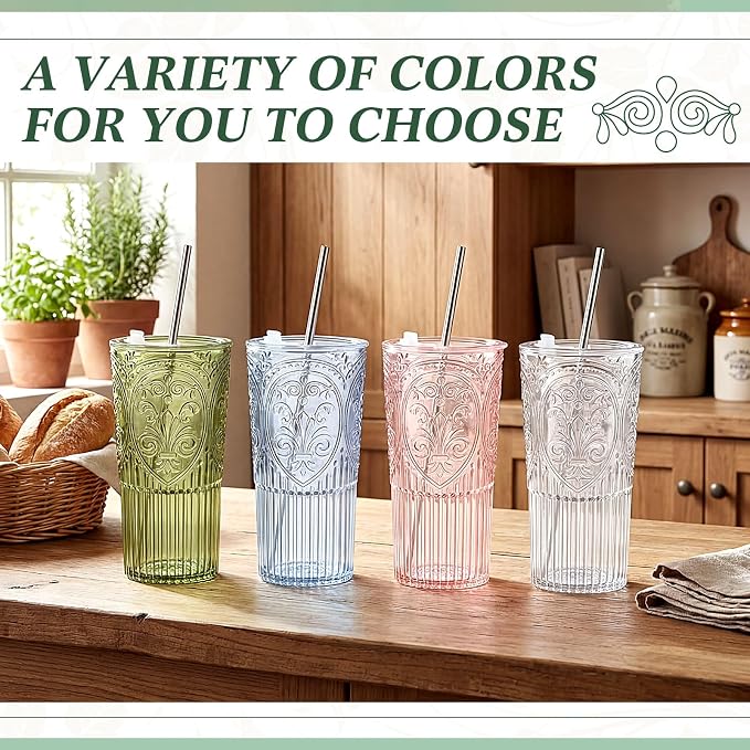 4 Set 20oz Vintage Plastic Tumbler - Image 4