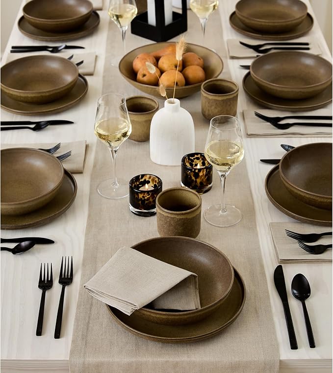Solino Home 100% Pure Linen Table Runner Natural Long, Fete 14 x 108 in | Table - Image 3