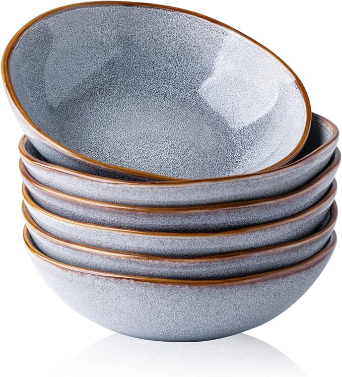 AmorArc Ceramic Cereal Bowls Set of 6, 24 oz Handmade Stoneware Bowls Set by AmorArc