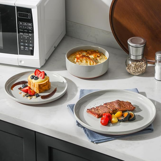 MALACASA Plates and Bowls Sets, 12 Pieces Modern Stoneware Dinnerware Set - Image 9