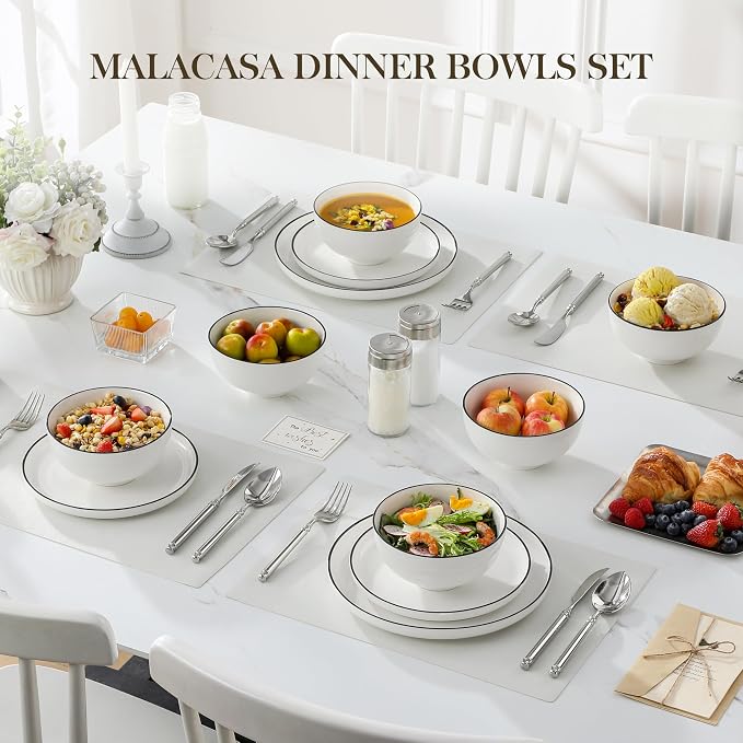 MALACASA Porcelain Soup Bowls, Dishwasher and Microwave Safe, Series Regular - Image 8