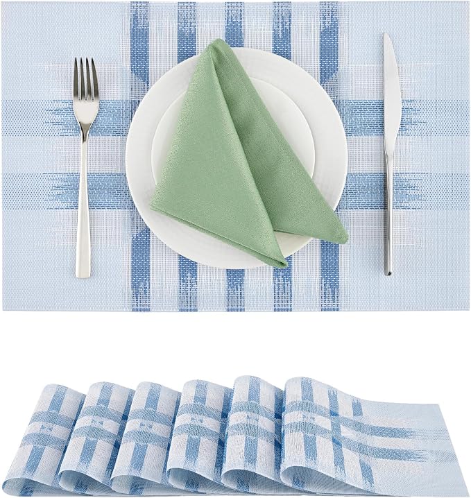 Leetaltree Geometric Print Blue Placemats Set of 6 by Leetaltree-ArtatEveryTable