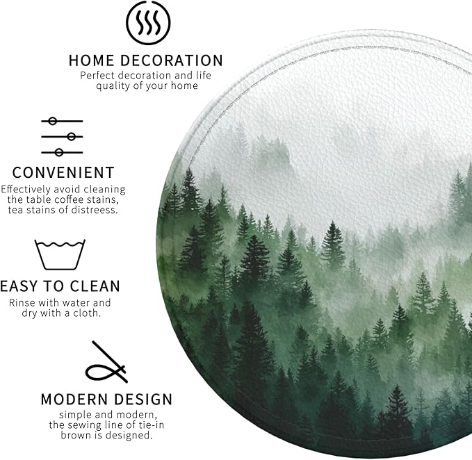 Forest Coasters Leather Round Drink Coasters 6 Pcs Set - Image 4