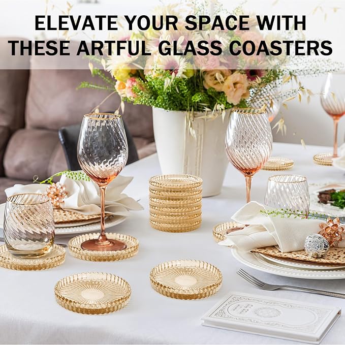 Modern Clear Glass Coasters Set of 8, Cute Coasters Table Mats - Image 7