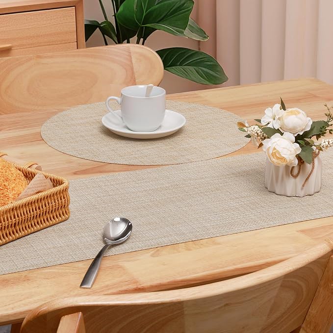 Table Runner 55 Inches Long, Vinyl Woven Heatproof Table Runners | Washable - Image 4