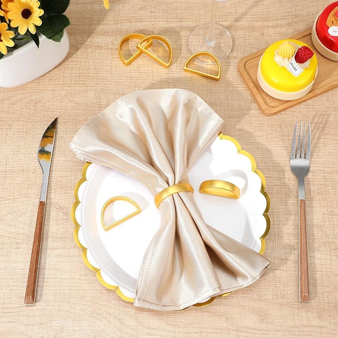 50 Pcs Gold Napkin Rings, Matte Gold Semicircle Thanksgiving Napkin Rings - Image 5