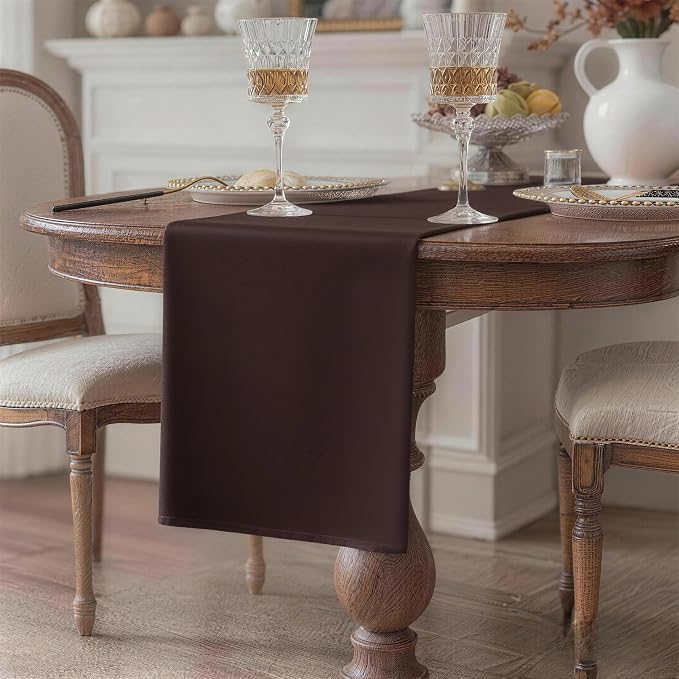 Brown Table Runner, Waterproof Washable Runners 72 Inches Long | Reusable 12x72 - Image 2