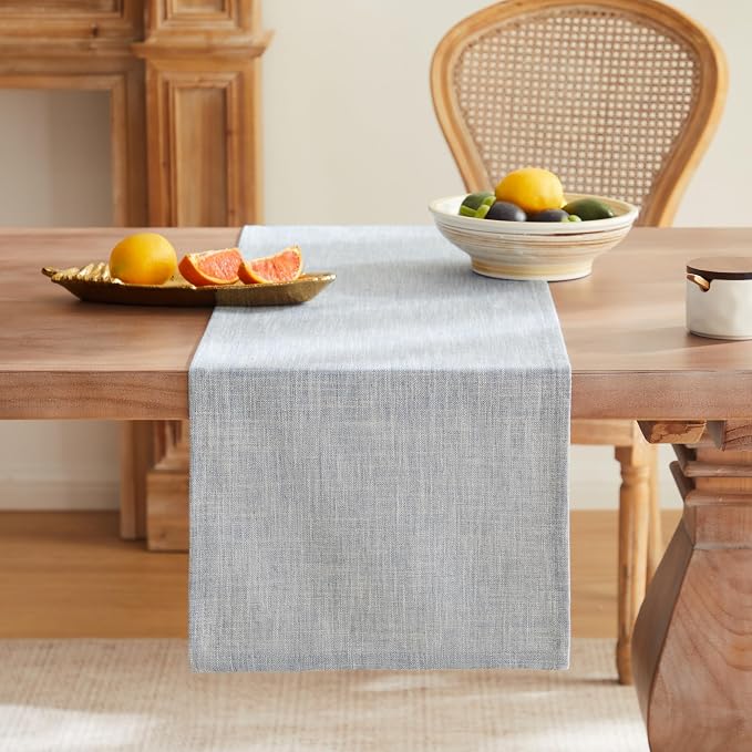 Rustic Cotton Linen Table Runner, 13x108 Inches Blue | Farmhouse Style Linen - Image 4