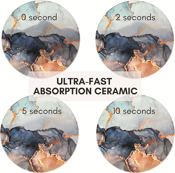 Ceramic Marble Coasters Set of 6, Absorbent Drink Coasters - Image 2