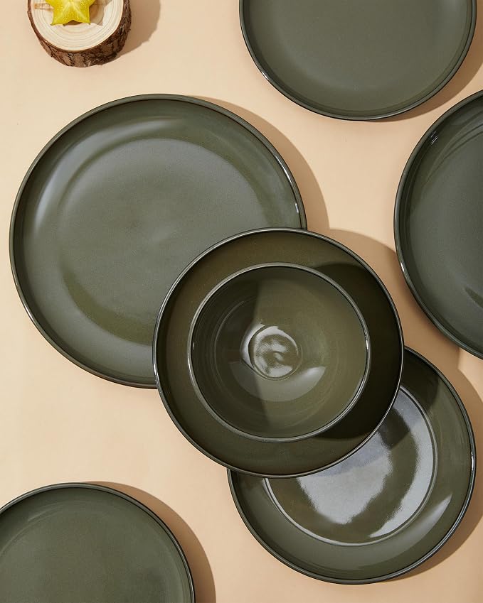 18 Piece Dinnerware Set for 6, Reactive Glaze Terracotta Plates and Bowls Set - Image 7