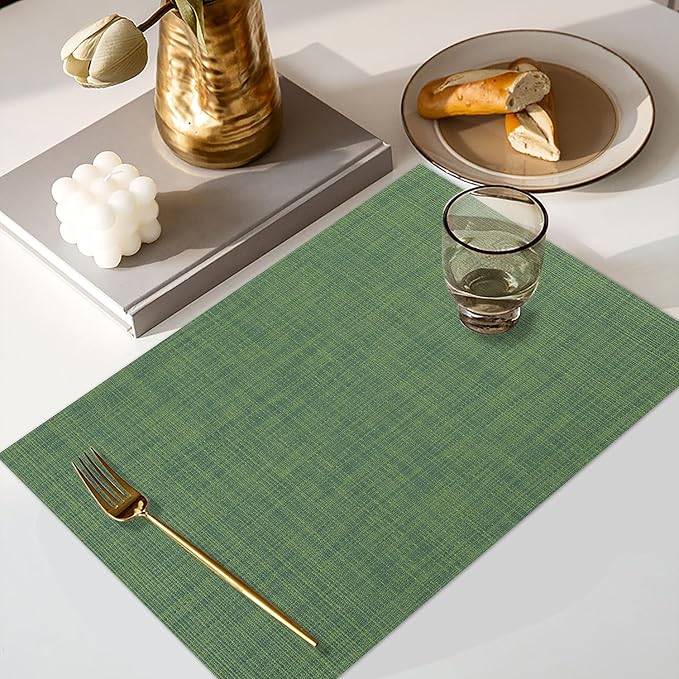 Vinyl Placemats Set of 6, PVC Woven Washable Non-Slip Table Mats, Heat - Image 5