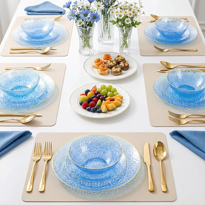 Tinybee 50 Pack Blue Plastic Bowls - Image 7