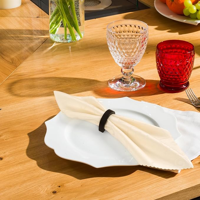 Yagoo Napkin Rings Set of 6, Wood Semicircle Napkin Holder | Handcrafted Wood - Image 3