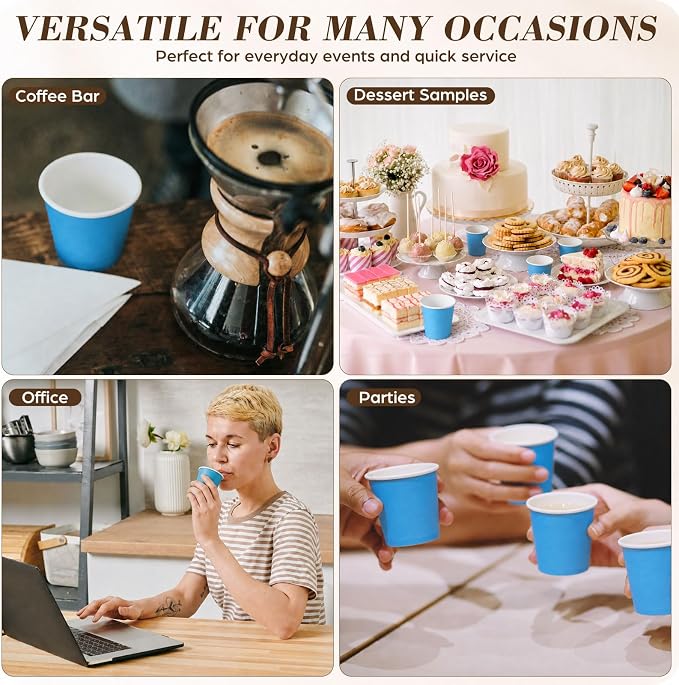 100 Pcs Mini Coffee Cups Brown Culture Cup 2oz Disposable Bathroom Cups Paper - Image 7