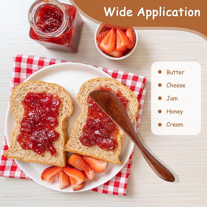 Molain 6Pcs Wooden Butter Knife, 5.9 Inch Jelly Cheese Spreaders Jam Sandwich - Image 7