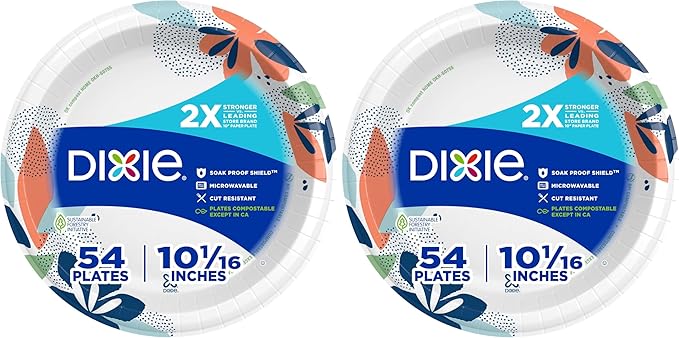 Dixie Large Paper Plates, 10 Inch, 2X Stronger*, Microwave-Safe, Soak-Proof by Unknown