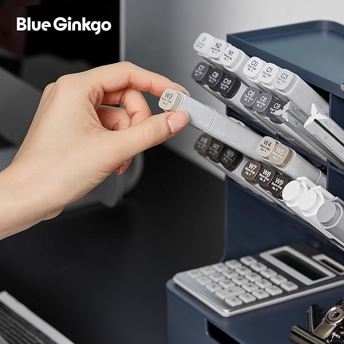 BLUE GINKGO Hive Pen Desk Organizer, Made in Korea | 6 Compartments. Full - Image 5