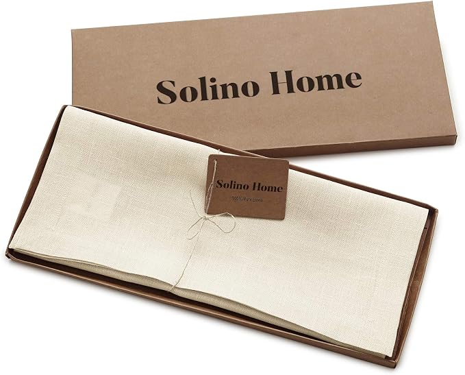 Solino Home 100% Linen Dining Table Runner Ivory Woven, Fete 14 x 36 in | Table - Image 7