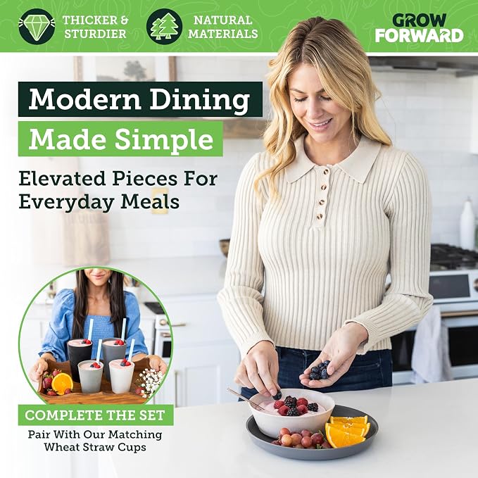 Grow Forward Premium Wheat Straw Plates and Bowls Sets - Image 5