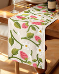 Canvas Embroidered Narrow 13"x 108" Table Runner, Rustic texture, Machine by Kokaaee
