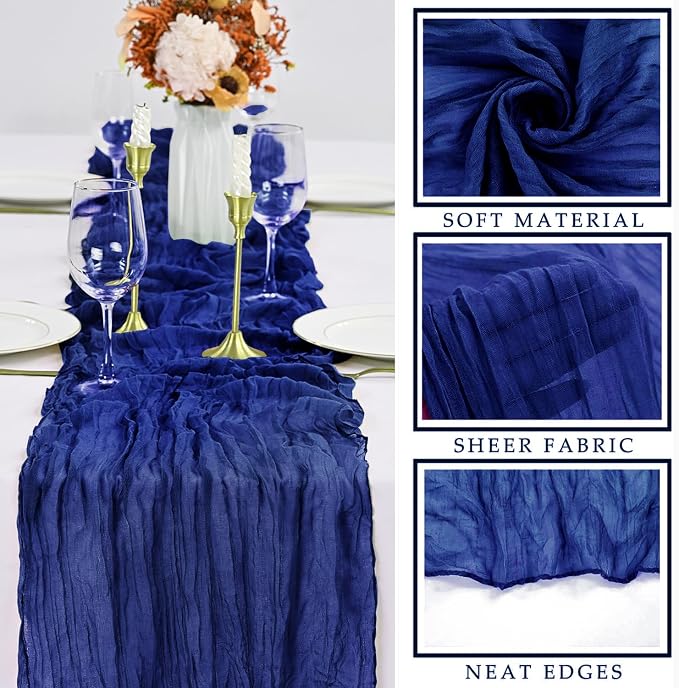 12 Pieces Royal Blue Cheesecloth Table Runner 10FT Pink Runner - Image 2