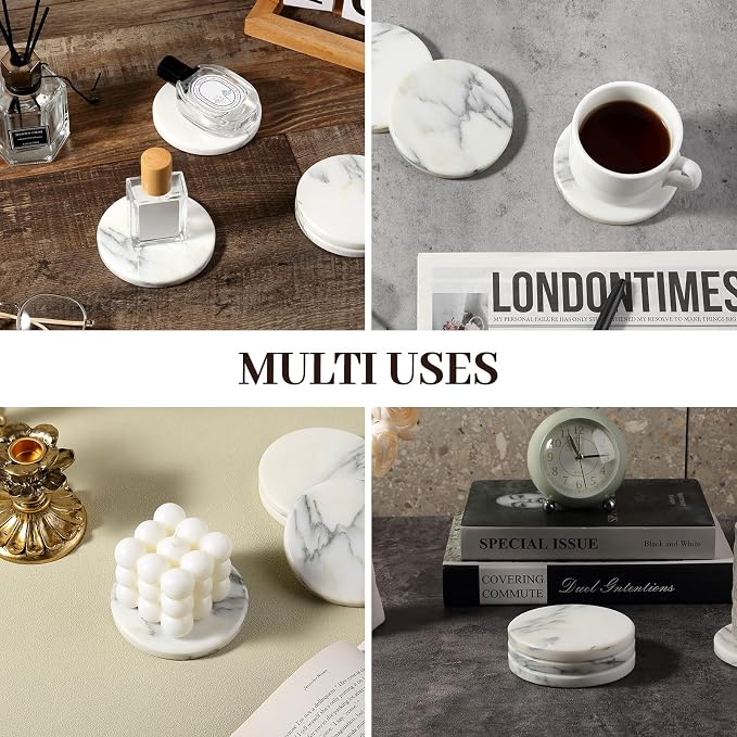 Marble Coaster Set of 4, Round Coasters, Marble Coasters - Image 7