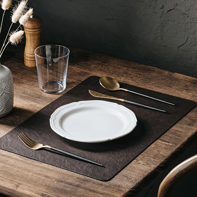 Placemats Set of 8, DOLOPL Reversible Dual-Color Faux Leather Place Mats - Image 5