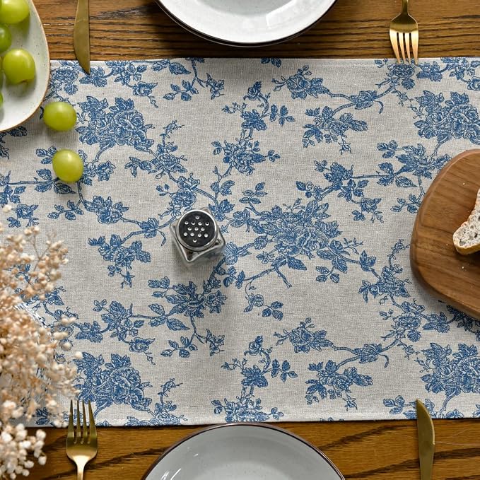 Artoid Mode Dark Grey 13x60 Inch Chinoiserie Table Runner | Monochrome sketch - Image 4